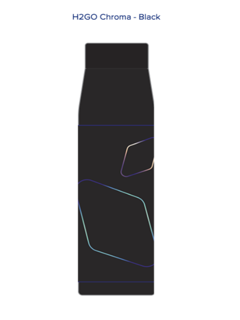 H2GO Chrome Black Water Bottle- Autho