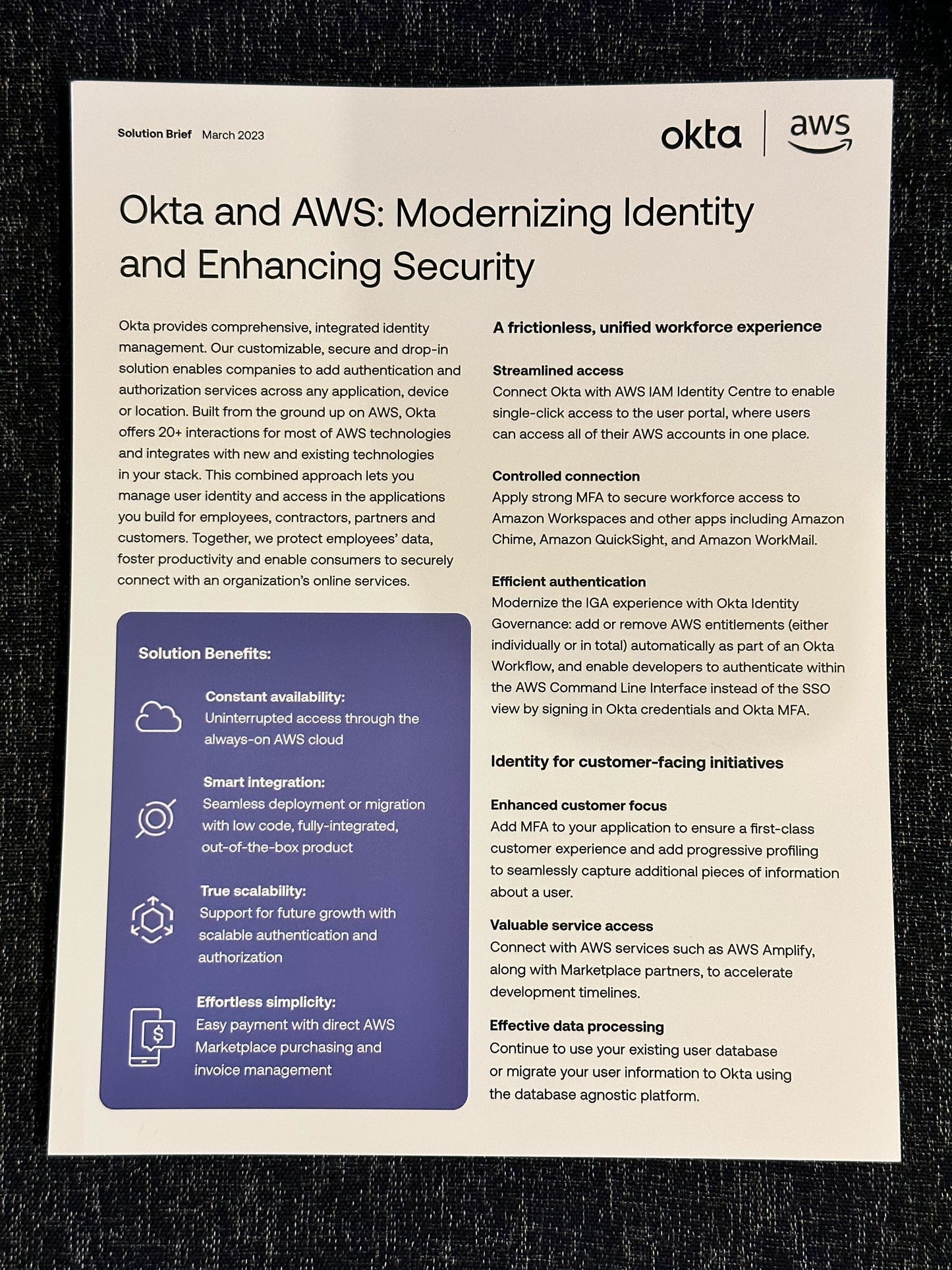 OKTA and AWS Data Sheet